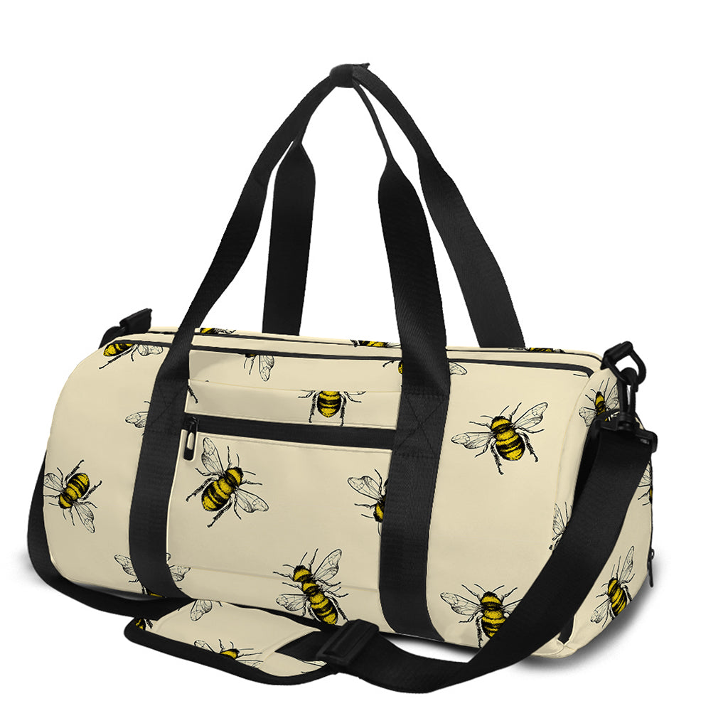 Vintage Bee Pattern Print Gym Bag