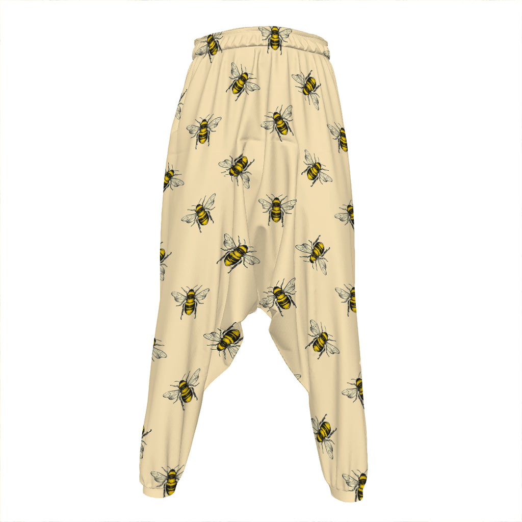 Vintage Bee Pattern Print Hammer Pants