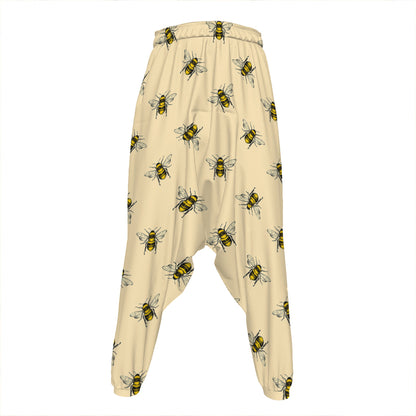 Vintage Bee Pattern Print Hammer Pants