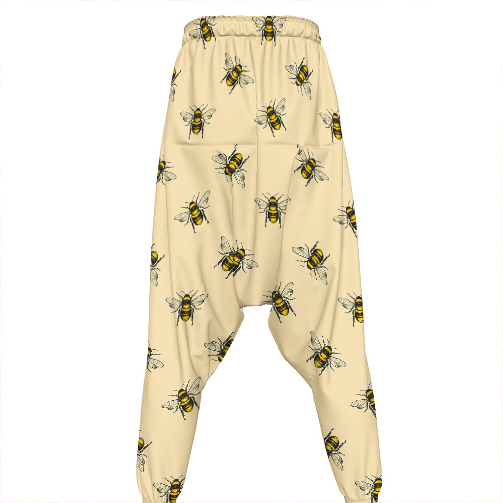 Vintage Bee Pattern Print Hammer Pants