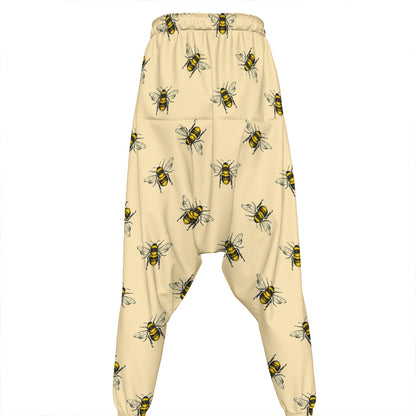 Vintage Bee Pattern Print Hammer Pants