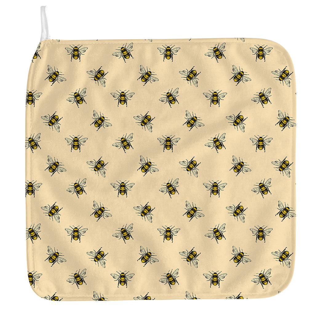 Vintage Bee Pattern Print Hand Towel