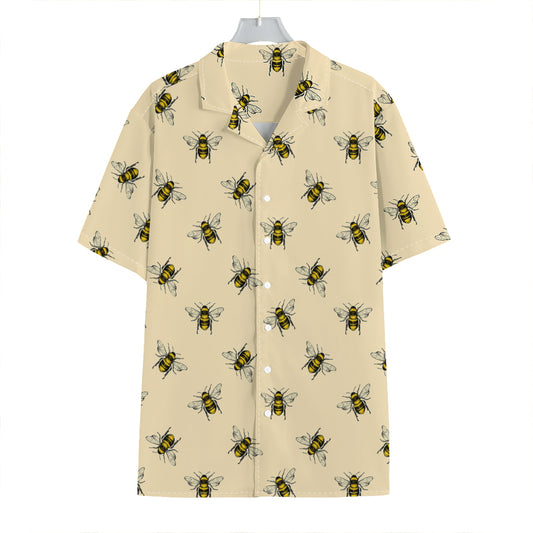 Vintage Bee Pattern Print Hawaiian Shirt
