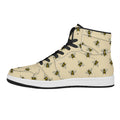Vintage Bee Pattern Print High Top Leather Sneakers