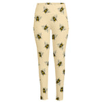 Vintage Bee Pattern Print High-Waisted Pocket Leggings