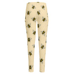 Vintage Bee Pattern Print High-Waisted Pocket Leggings