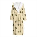 Vintage Bee Pattern Print Hooded Bathrobe