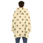Vintage Bee Pattern Print Hoodie Blanket