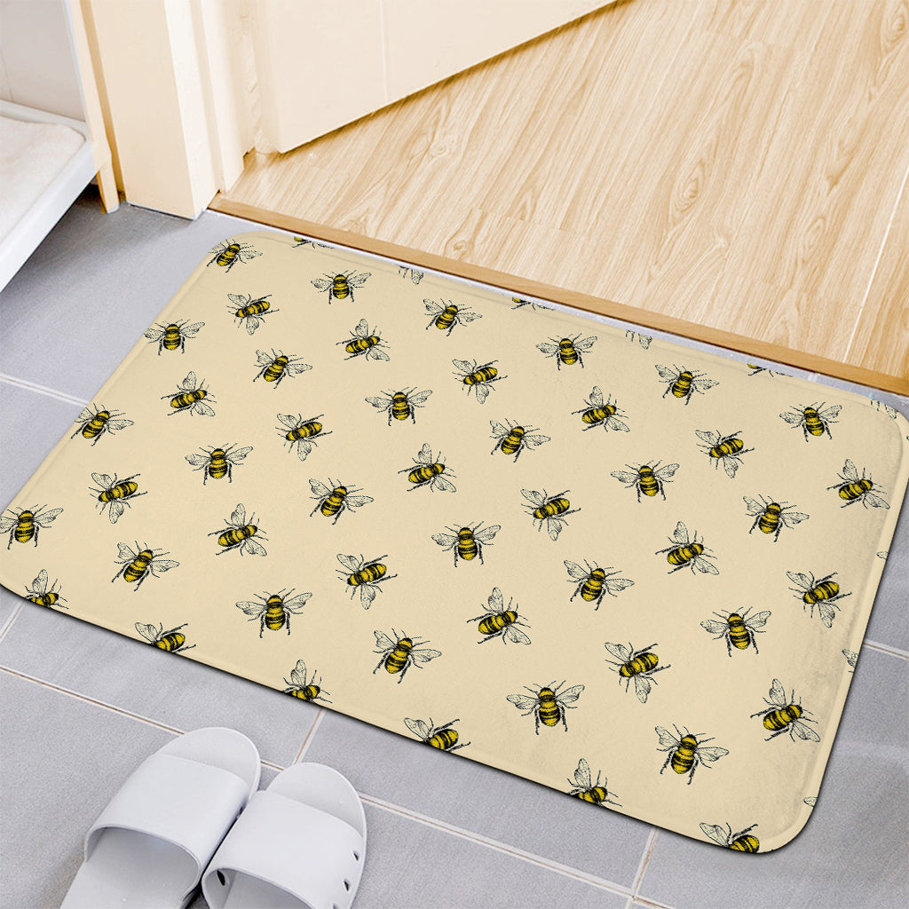 Vintage Bee Pattern Print Indoor Door Mat