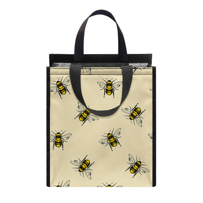 Vintage Bee Pattern Print Insulated Lunch Tote