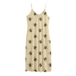Vintage Bee Pattern Print Jersey Midi Cami Dress