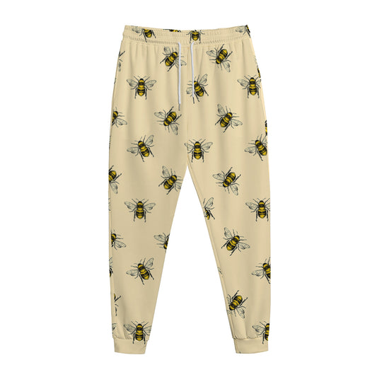 Vintage Bee Pattern Print Jogger Pants