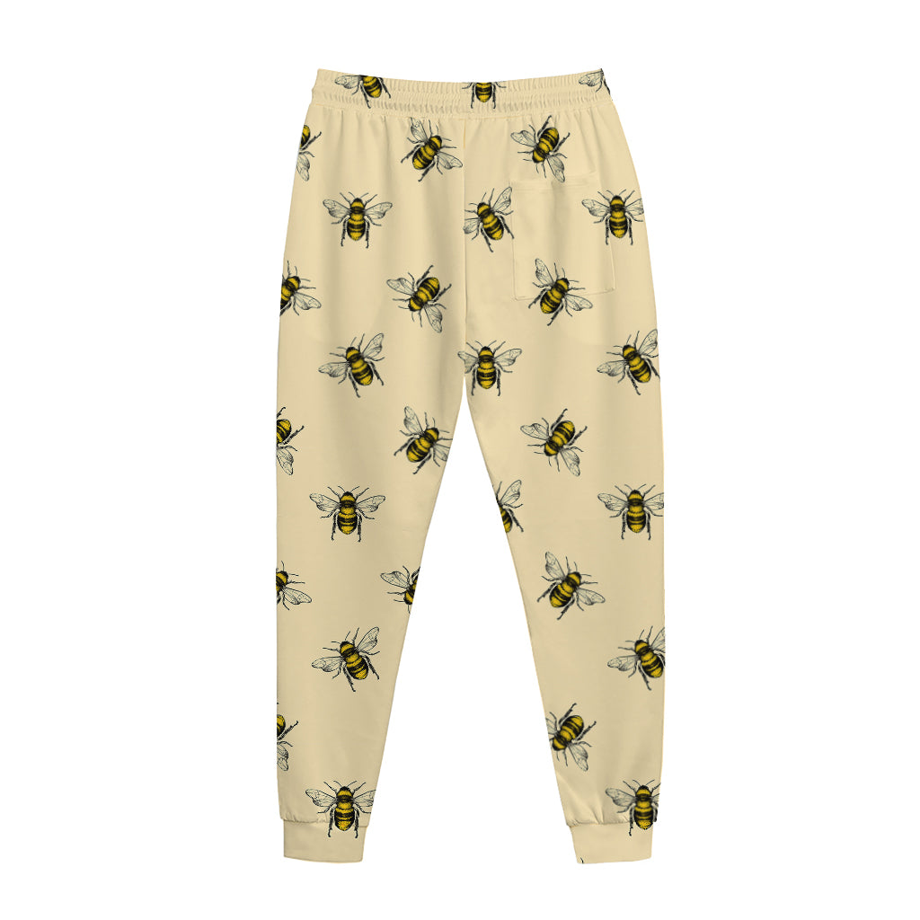 Vintage Bee Pattern Print Jogger Pants