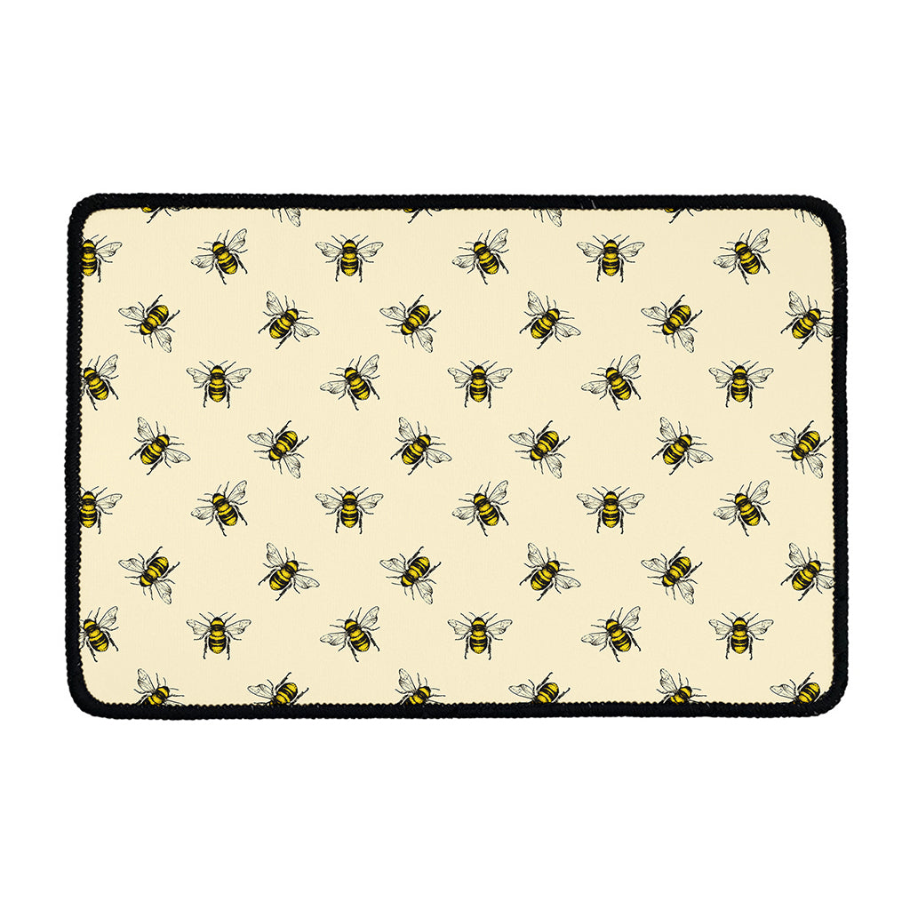 Vintage Bee Pattern Print Kitchen Mat