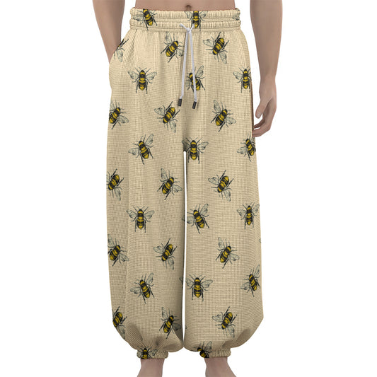 Vintage Bee Pattern Print Lantern Pants