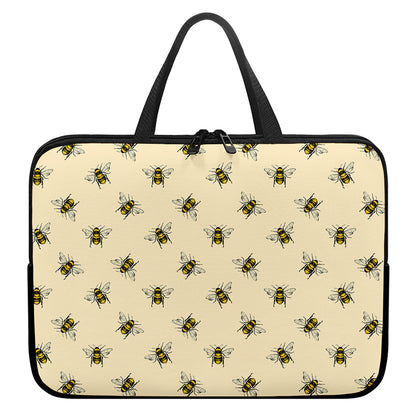Vintage Bee Pattern Print Laptop Sleeve With Handle
