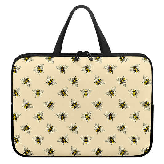 Vintage Bee Pattern Print Laptop Sleeve With Handle