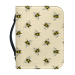 Vintage Bee Pattern Print Leather Bible Cover