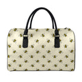 Vintage Bee Pattern Print Leather Duffel Bag