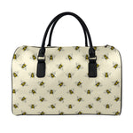Vintage Bee Pattern Print Leather Duffle Bag