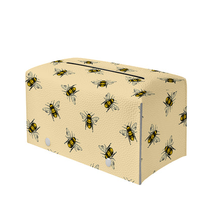 Vintage Bee Pattern Print Leather Tissue Box Cover