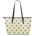 Vintage Bee Pattern Print Leather Tote Bag With Zipper