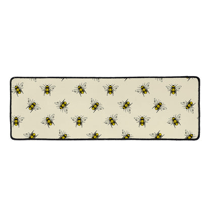 Vintage Bee Pattern Print Long Kitchen Mat