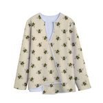 Vintage Bee Pattern Print Long Sleeve Short Coat