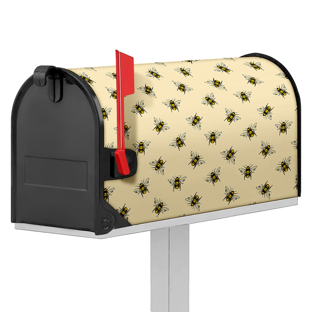 Vintage Bee Pattern Print Mailbox Cover