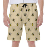 Vintage Bee Pattern Print Men's Beach Shorts