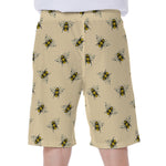 Vintage Bee Pattern Print Men's Beach Shorts