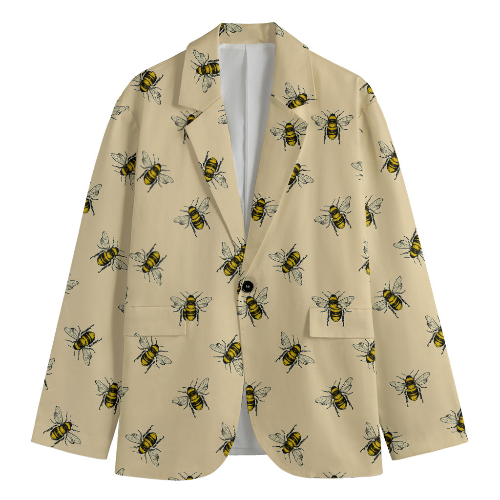 Vintage Bee Pattern Print Men's Blazer