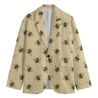 Vintage Bee Pattern Print Men's Blazer