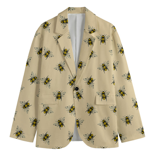 Vintage Bee Pattern Print Men's Blazer