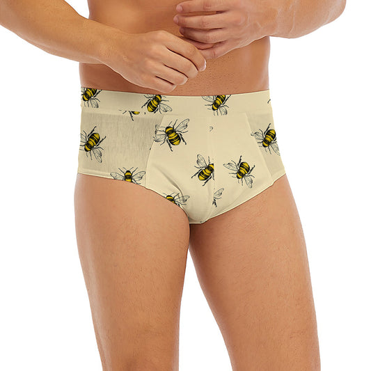 Vintage Bee Pattern Print Men's Briefs