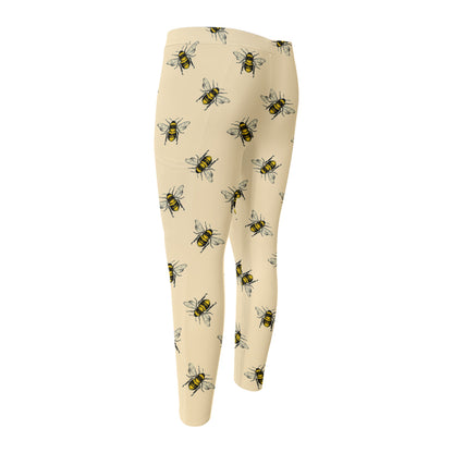 Vintage Bee Pattern Print Men's Compression Pants