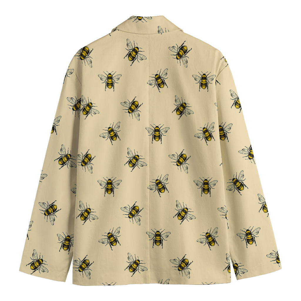 Vintage Bee Pattern Print Men's Cotton Blazer