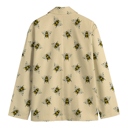 Vintage Bee Pattern Print Men's Cotton Blazer