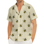 Vintage Bee Pattern Print Men's Deep V-Neck Shirt
