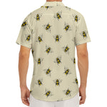 Vintage Bee Pattern Print Men's Deep V-Neck Shirt
