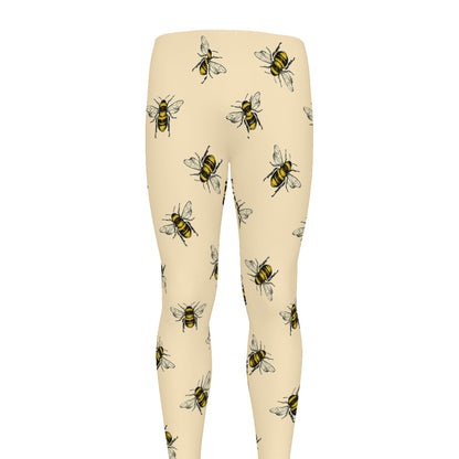 Vintage Bee Pattern Print Men's leggings