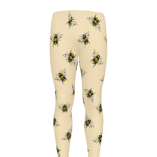 Vintage Bee Pattern Print Men's leggings