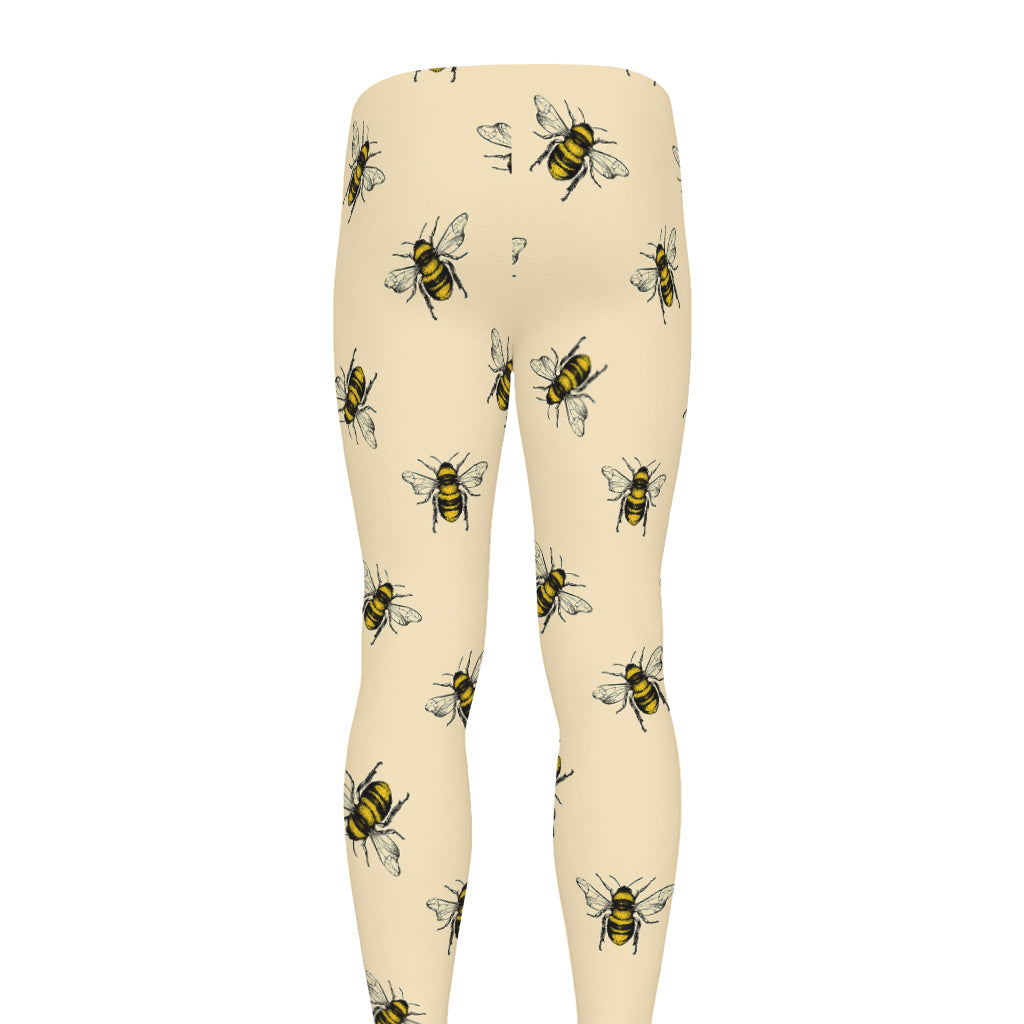 Vintage Bee Pattern Print Men's leggings