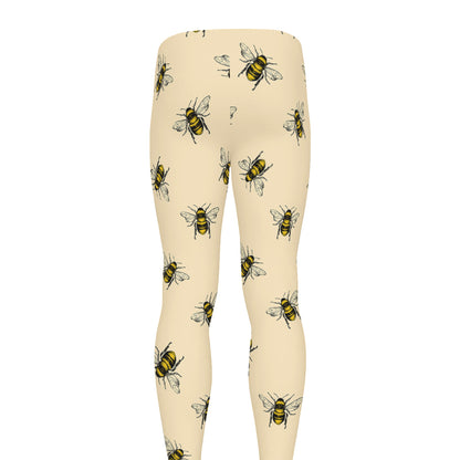 Vintage Bee Pattern Print Men's leggings