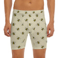 Vintage Bee Pattern Print Men's Long Boxer Briefs