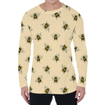 Vintage Bee Pattern Print Men's Long Sleeve T-Shirt