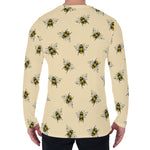 Vintage Bee Pattern Print Men's Long Sleeve T-Shirt