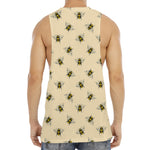 Vintage Bee Pattern Print Men's Muscle Tank Top