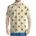 Vintage Bee Pattern Print Men's Polo Shirt