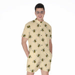 Vintage Bee Pattern Print Men's Rompers
